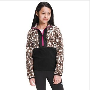 North Face Printed Glacier 1/4 Zip Kids Fleece Leopard Print Girls size 10/12